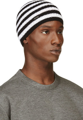 DSquared 1090 Dsquared2 Black & White Striped Wool Knit Tuque