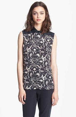 Nordstrom Miss Wu 'Vera' Lace Print Silk Blouse Exclusive)