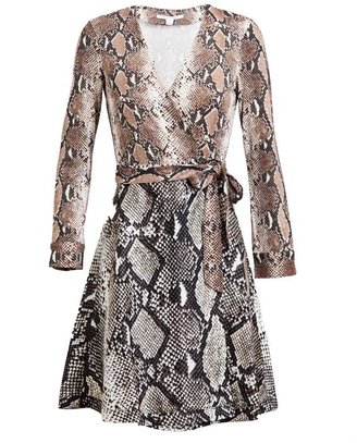 Diane von Furstenberg Amelia Python Printed Silk Jersey Wrap Dress