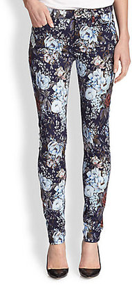 7 For All Mankind The High Waist Garden-Print Skinny Jeans