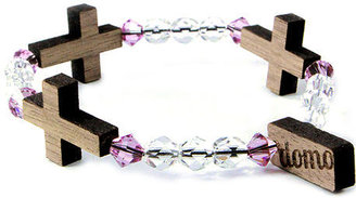 Swarovski Domo Beads Triple Cross Bracelet | Lavender Walnut