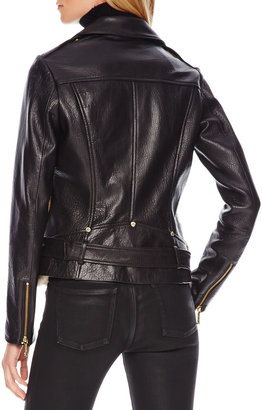 MICHAEL Michael Kors Fur-Front Motorcycle Jacket