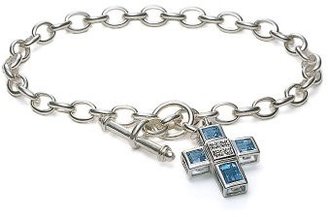 Ice.com 2684 Sterling Silver Bracelet with Blue Topaz Cross