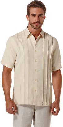Cubavera Big & Tall Rayon Blend Tuck Shirt With Geo Embroidery