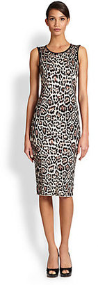 Pink Tartan Leopard-Print Jersey Dress