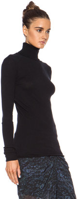 Enza Costa Cashmere Cuffed Turtleneck Cotton-Blend Sweater in Black
