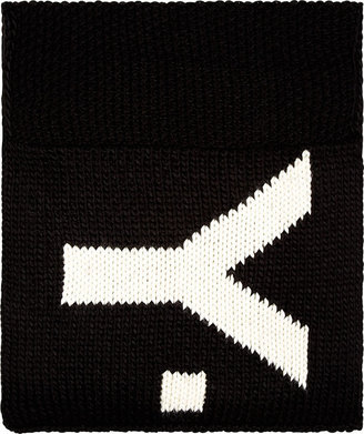 Y-3 Black & Cream Heavy-Knit Logo Sweater