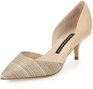 French Connection Effie Striped Leather d'Orsay Pump, Tan/White