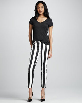 7 For All Mankind Striped Cropped Cigarette Pants