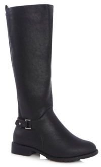Good for the Sole Black buckled wide fit high leg riding boots