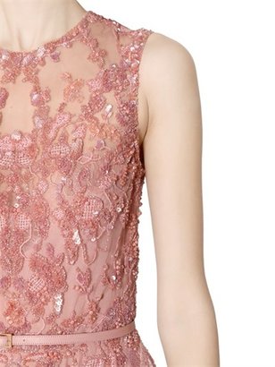 Elie Saab Silk Blend Crepe Cady Lace & Tulle Dress