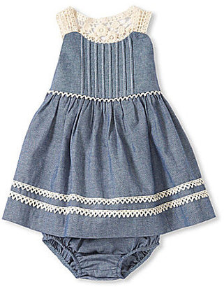 Bonnie Baby 3-24 Months Lace-Back Chambray Dress & Panty Set
