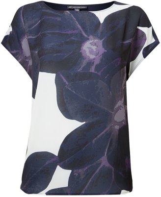 Adrianna Papell Print Oversized Scoop Neck T Shirt