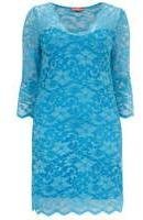 Dorothy Perkins Womens Lovedrobe Turquoise V Neck Lace Dress- Blue