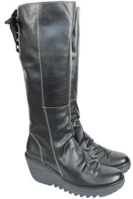 Fly London Black leather yust high boots with inside zip