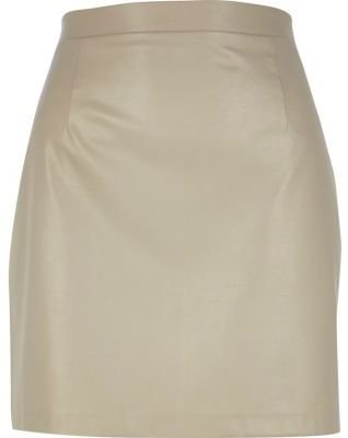 River Island Grey leather-look mini skirt