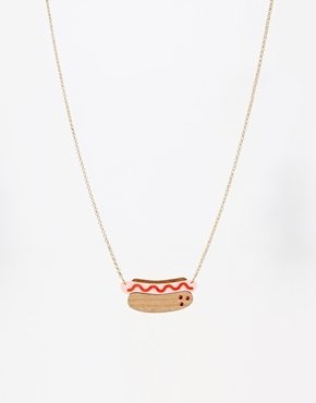 Tatty Devine Hot Dog Necklace - Brown
