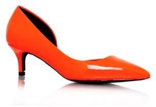 Kurt Geiger Orange 'Cara' low heel court shoes