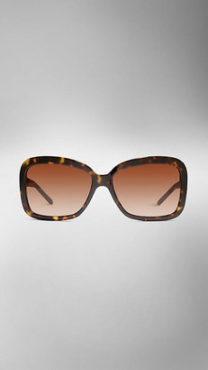 Burberry Square Frame Check Detail Sunglasses