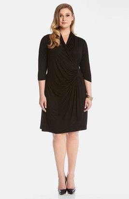 Karen Kane Cascade Faux Wrap Dress (Plus Size)