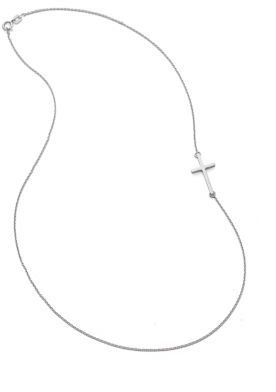 Mizuki 14K White Gold Side Cross Necklace
