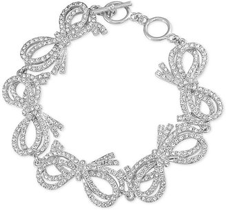 Carolee Silver-Tone Linked Crystal Bow Bracelet