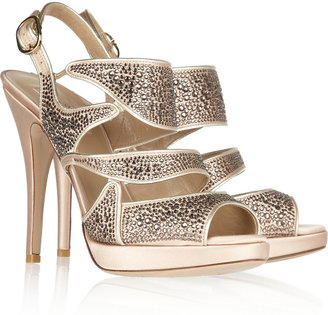 Valentino Crystal-embellished silk-satin sandals