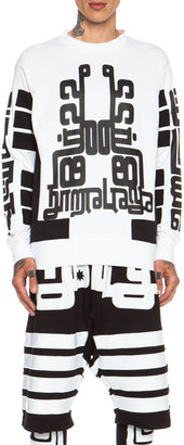 Kokon To Zai Stripe Cotton Sweatshirt in White