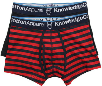 Knowledge Cotton Apparel Solid Red Striped Boxers (pack of 2)