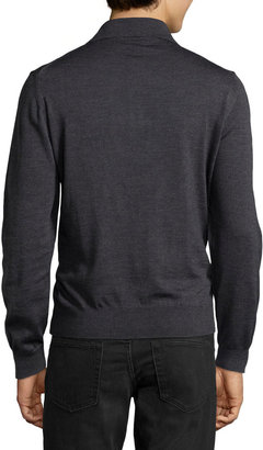 Neiman Marcus Merino Wool Polo Sweater, Shadow