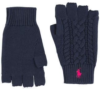 Ralph Lauren navy blue cable stitch knit mittens