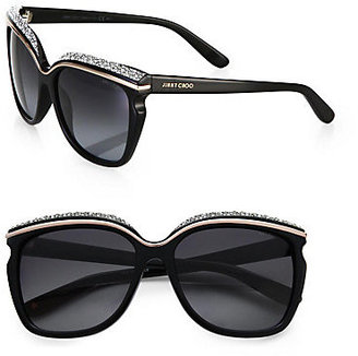 Jimmy Choo Oversized Crystal-Embellished Sunglasses