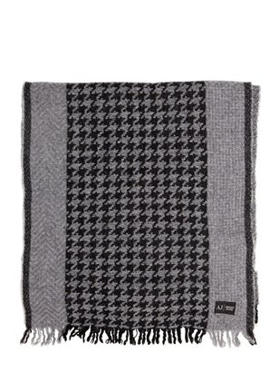 Armani Jeans Houndstooth Wool Scarf