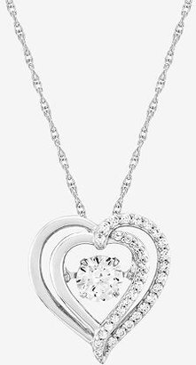 Fine Jewelry DiamonArt Dancing Cubic Zirconia Sterling Silver Heart Pendant Necklace