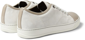 Lanvin Suede and Patent-Leather Low Top Sneakers