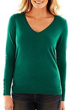 JCPenney a.n.a V-Neck Pullover Sweater - Talls