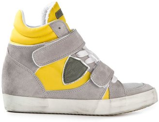 Philippe Model contrast panel wedge sneakers