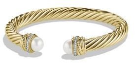 David Yurman Crossover Bracelet with Pearls and Diamonds in Gold