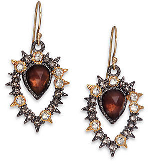 Alexis Bittar Elements Muse D'Ore Pyrite & Crystal Two-Tone Pear Drop Earrings