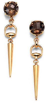 Gucci Horsebit Smoky Quartz & 18K Yellow Gold Spike Drop Earrings