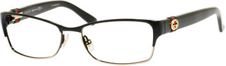 Gucci Half-Rim Fashion Glasses with Web and Interlocking G, Black