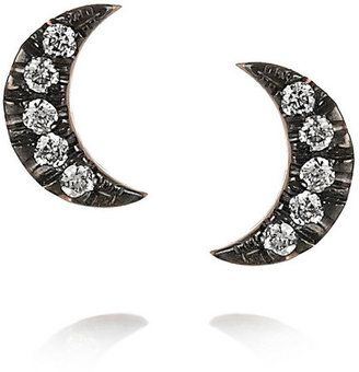 Diane Kordas Moon 18-karat rose gold diamond stud earrings