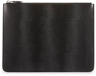 Givenchy Large Pony Hair-Embossed Leather Pouch, Black