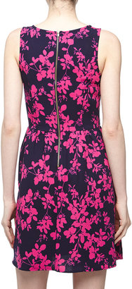 Collective Concepts Flower-Print A-Line Dress, Magenta/Navy