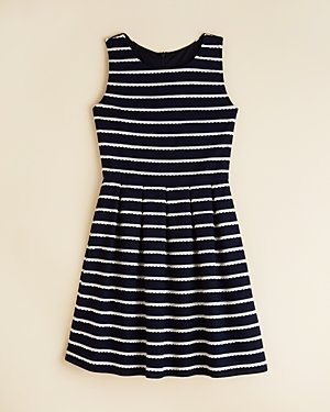 Aqua Girls' Scallop Stripe Tank Dress - Sizes S-xl
