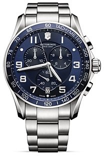 Swiss Army 566 Victorinox Swiss Army Blue Chronograph Stainless Steel Watch, 45mm