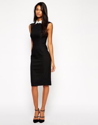 ASOS TALL Pencil Dress With Lace Sleeve and Collar