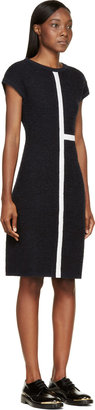Thom Browne Navy & White Knit Half-Cross Fitted Dress