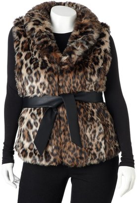 Excelled Plus Size Excelled Leopard Faux-Fur Vest