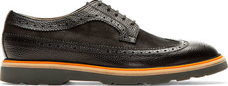 Paul Smith Black Paneled Leather Grand Wingtip Brogues